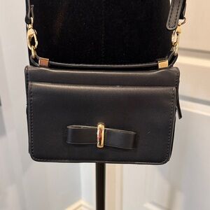Madison West Black Crossbody Bag with Gold Accents